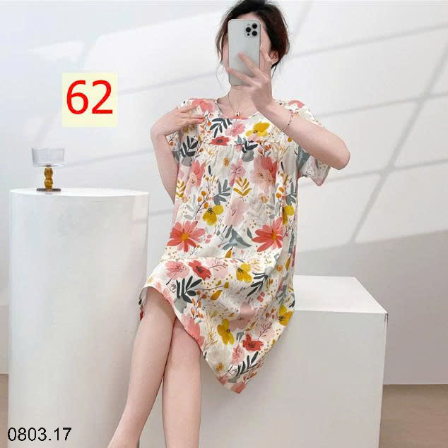 26HA0803.17 - VÁY NGỦ LANH HỌA TIẾT HOA