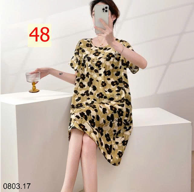 26HA0803.17 - VÁY NGỦ LANH HỌA TIẾT HOA