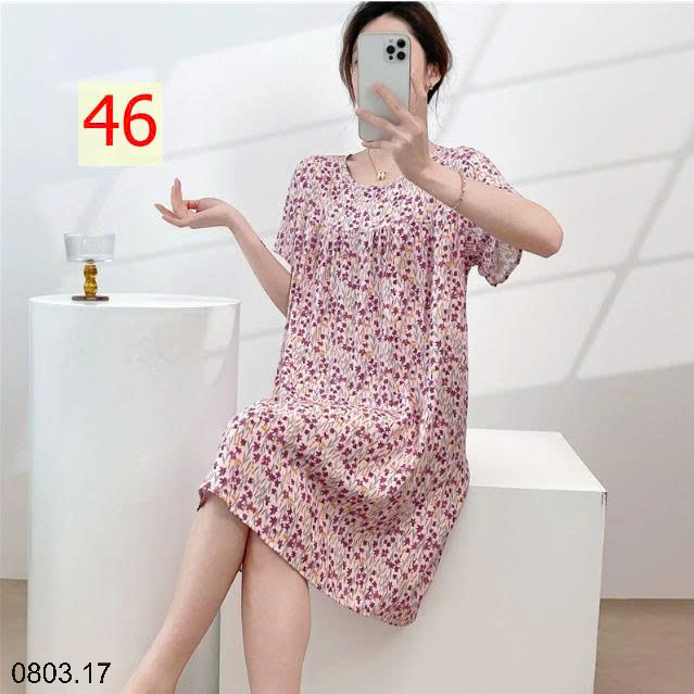 26HA0803.17 - VÁY NGỦ LANH HỌA TIẾT HOA