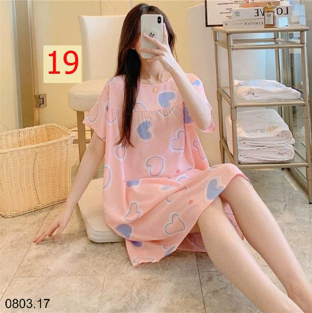 26HA0803.17 - VÁY NGỦ LANH HỌA TIẾT HOA
