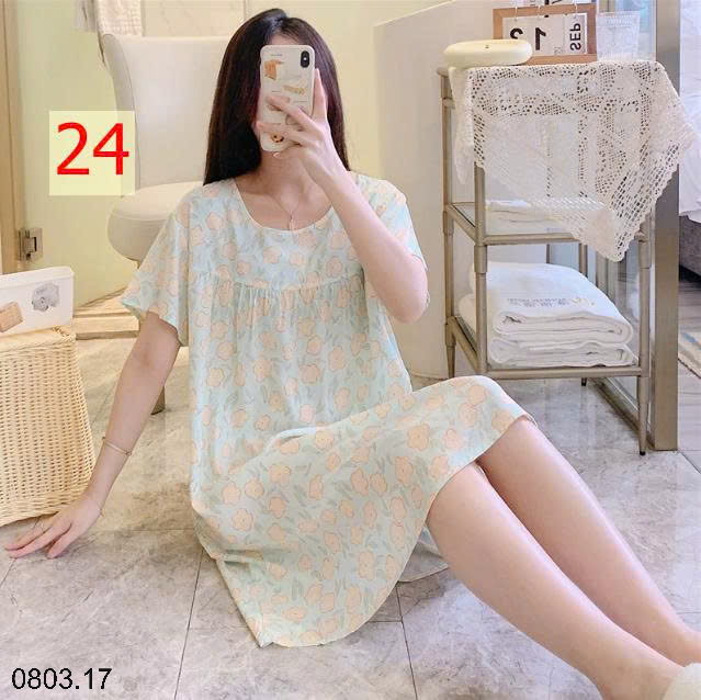 26HA0803.17 - VÁY NGỦ LANH HỌA TIẾT HOA