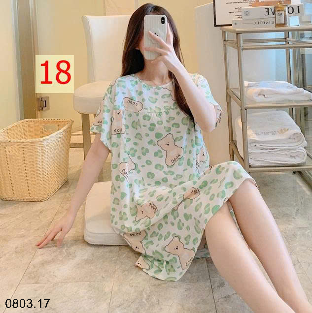 26HA0803.17 - VÁY NGỦ LANH HỌA TIẾT HOA
