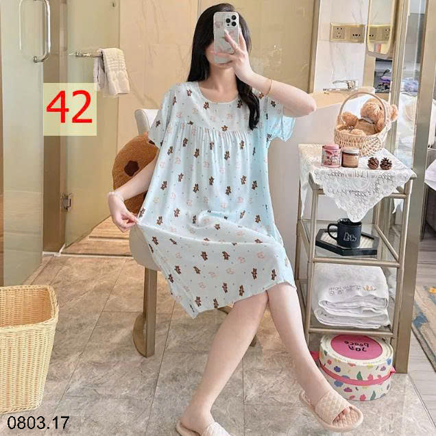 26HA0803.17 - VÁY NGỦ LANH HỌA TIẾT HOA