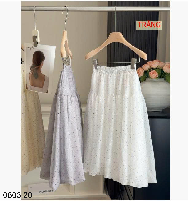 26HA0803.20 - CHÂN VÁY TULIP CHẤM BI ANNA