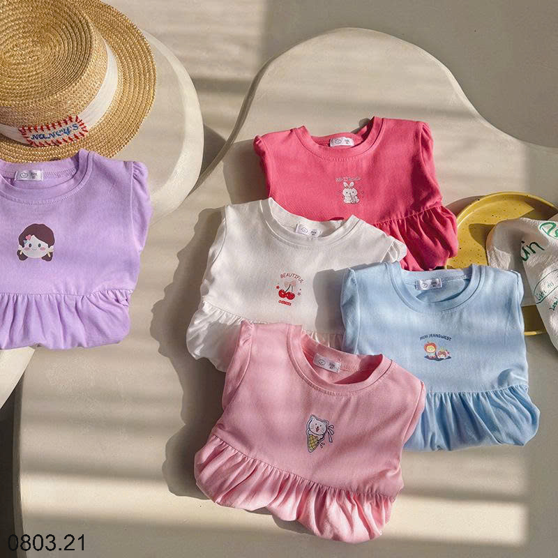 26HA0803.21 - VÁY COTTON HOẠT HÌNH BÉ GÁI QUẢNG CHÂU