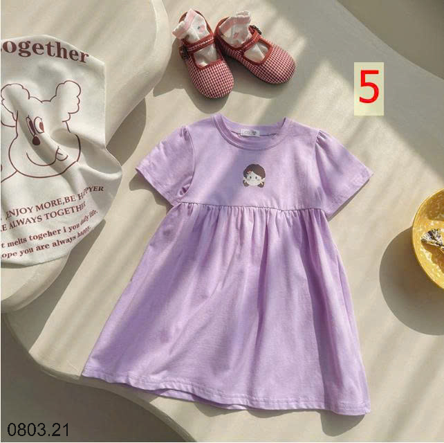 26HA0803.21 - VÁY COTTON HOẠT HÌNH BÉ GÁI QUẢNG CHÂU