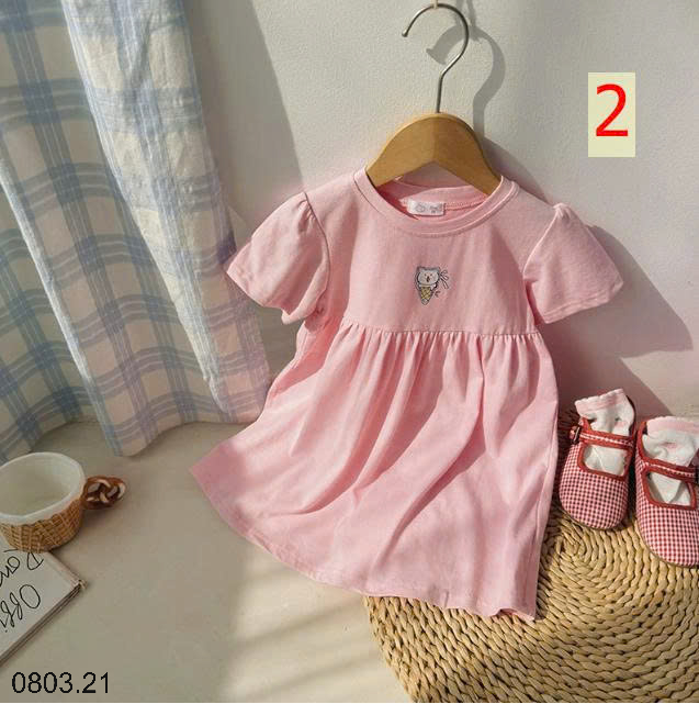 26HA0803.21 - VÁY COTTON HOẠT HÌNH BÉ GÁI QUẢNG CHÂU