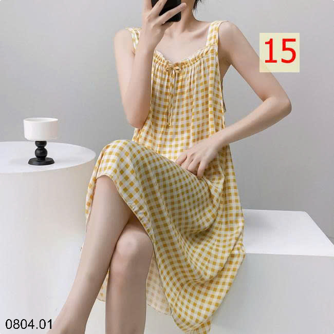 26HA0804.01 - VÁY LANH LỤA HAI DÂY BẢN TO