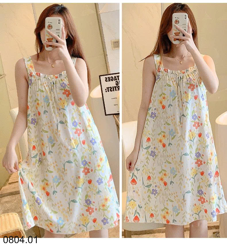 26HA0804.01 - VÁY LANH LỤA HAI DÂY BẢN TO