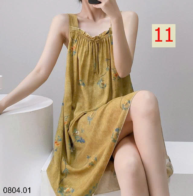 26HA0804.01 - VÁY LANH LỤA HAI DÂY BẢN TO