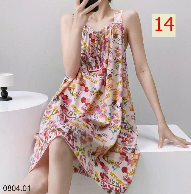 26HA0804.01 - VÁY LANH LỤA HAI DÂY BẢN TO