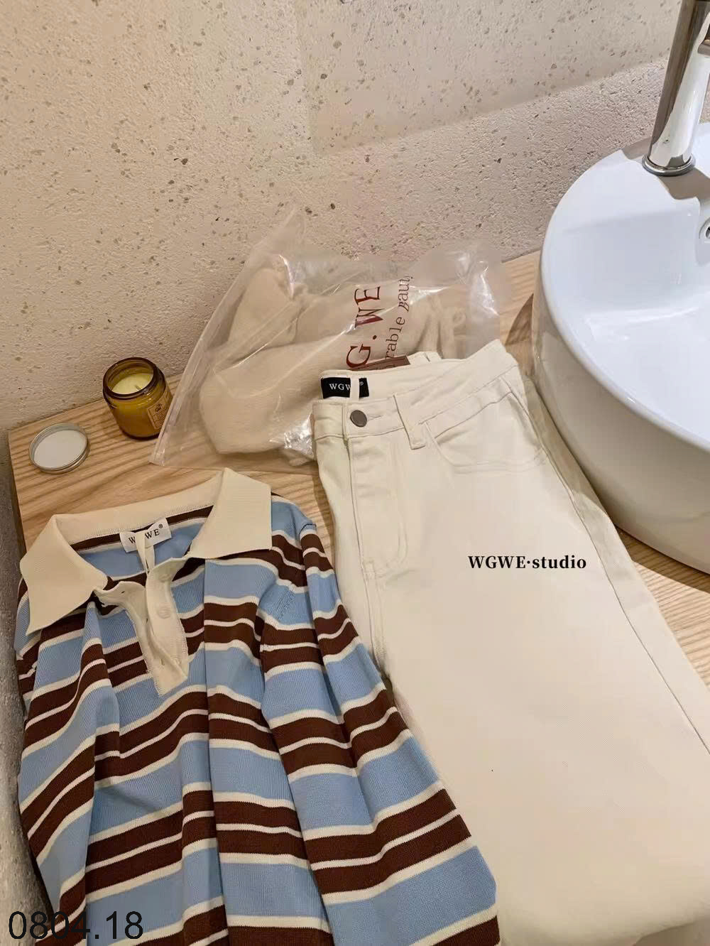 26HA0804.18 - QUẦN JEAN NỮ DÁNG XUÔNG CẠP CAO WGWE