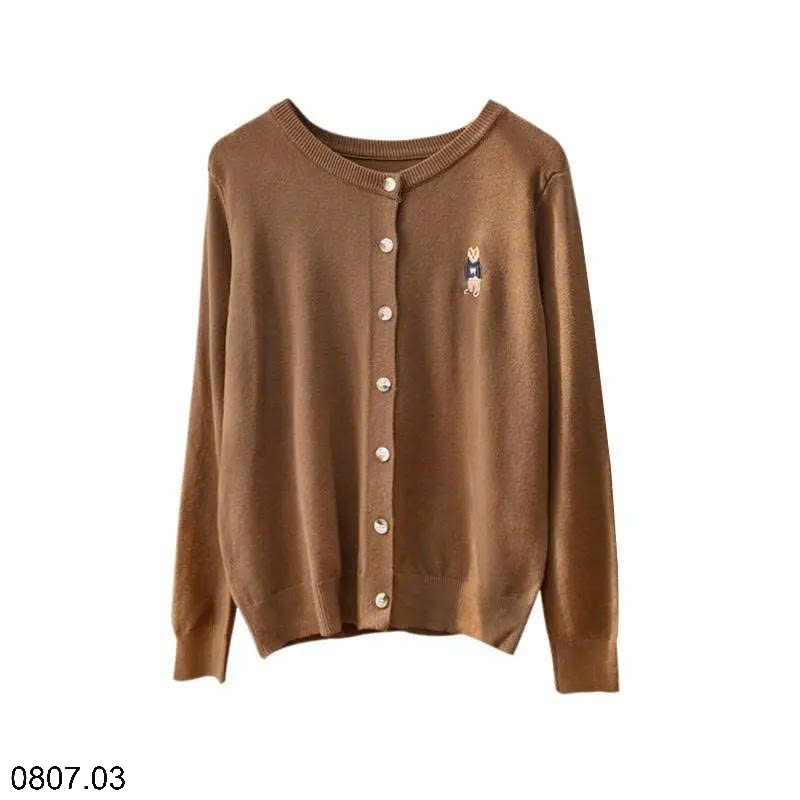 26HA0807.03 - CARDIGAN LEN THÊU HÌNH GẤU