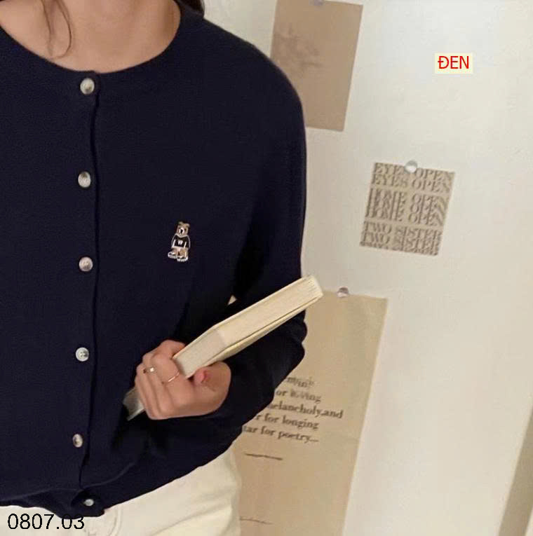 26HA0807.03 - CARDIGAN LEN THÊU HÌNH GẤU
