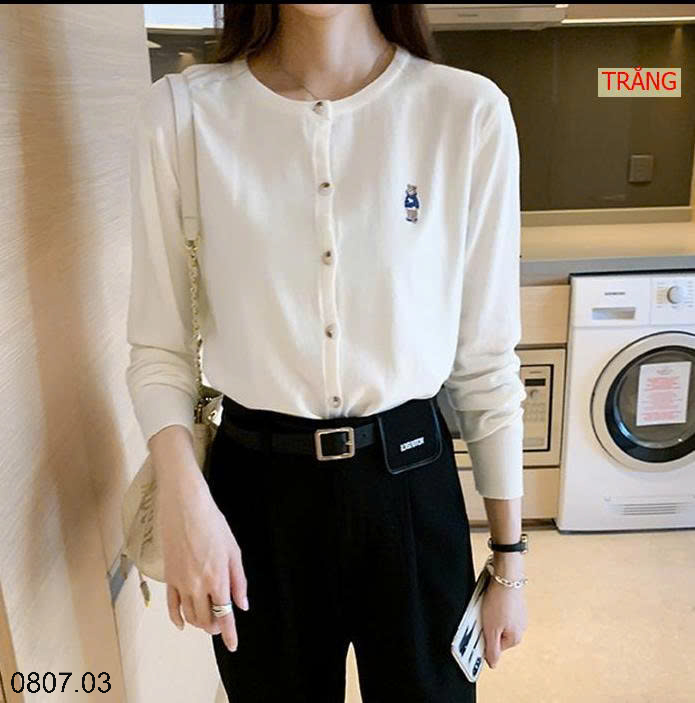 26HA0807.03 - CARDIGAN LEN THÊU HÌNH GẤU