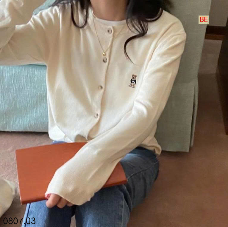 26HA0807.03 - CARDIGAN LEN THÊU HÌNH GẤU