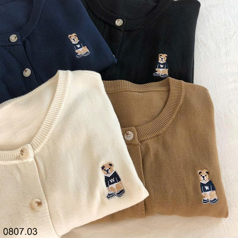 26HA0807.03 - CARDIGAN LEN THÊU HÌNH GẤU