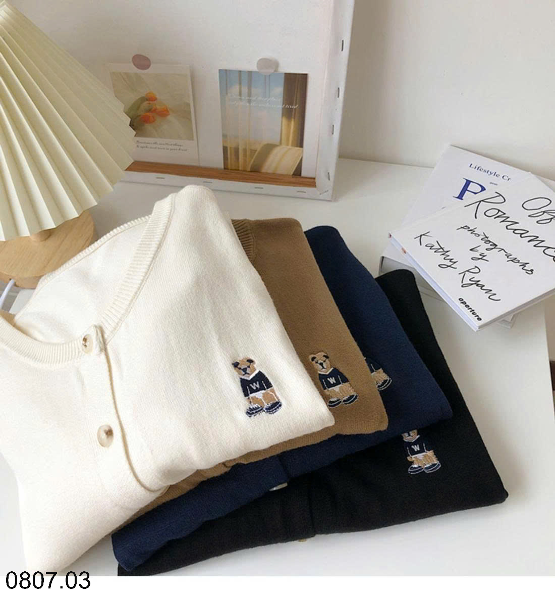 26HA0807.03 - CARDIGAN LEN THÊU HÌNH GẤU