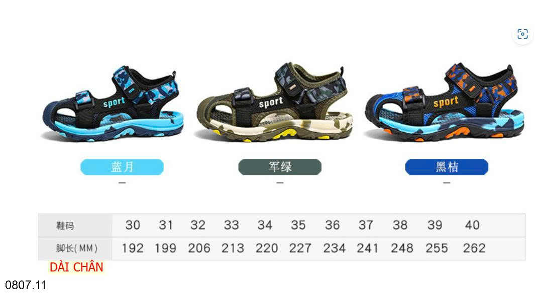 26HA0807.11 - SANDAL BÍT MŨI SPORT BÉ TRAI