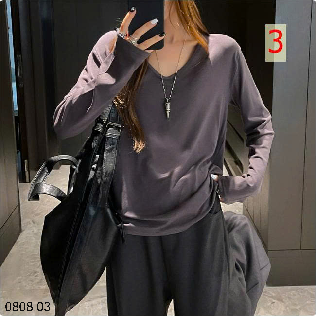 26HA0808.03 - ÁO THUN NỮ DÁNG RỘNG CỔ V
