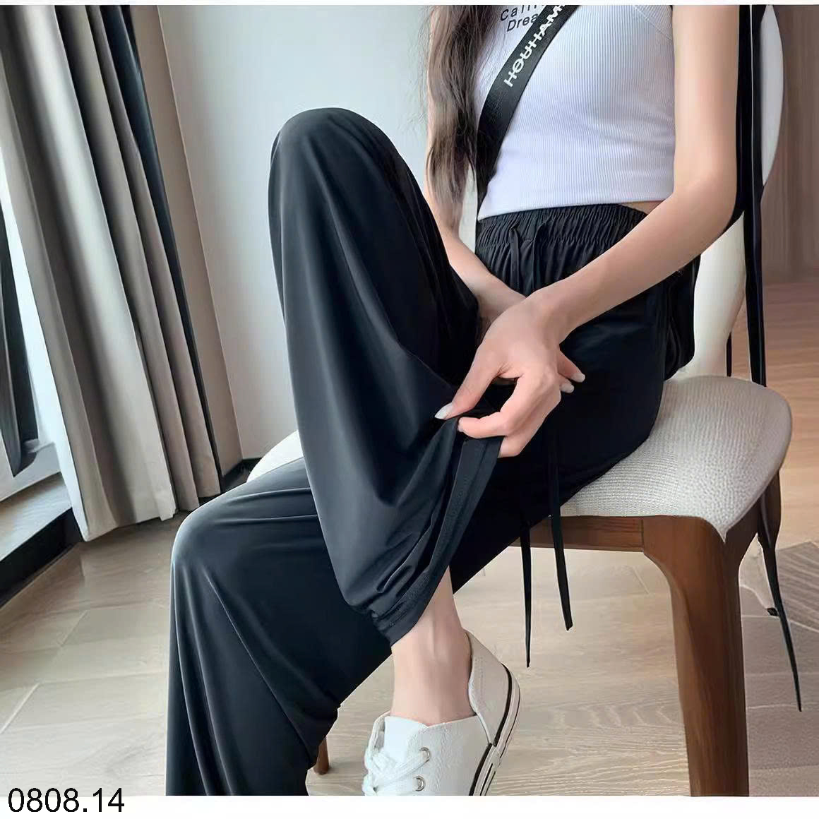 26HA0808.14 - SET 2 QUẦN ỐNG RỘNG LỤA BĂNG