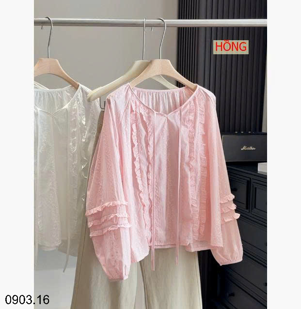26HA0903.16 - SƠ MI CỔ TRÒN VIỀN BÈO ANNA