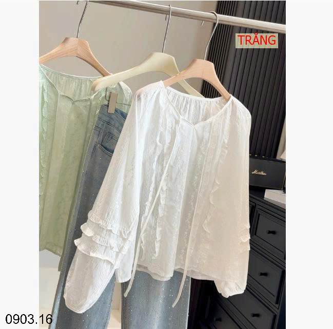 26HA0903.16 - SƠ MI CỔ TRÒN VIỀN BÈO ANNA