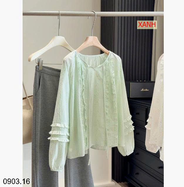 26HA0903.16 - SƠ MI CỔ TRÒN VIỀN BÈO ANNA