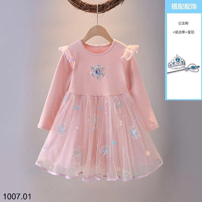 26HA1007.01 - VÁY ELSA DÀI TAY BÉ GÁI