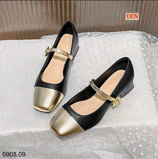26HA0908.09 - GIÀY MARRY JANE QUAI ĐÍNH HOA TRÀ
