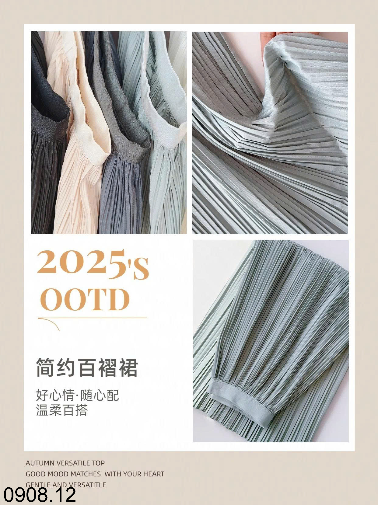 26HA0908.12 - CHÂN VÁY MIDI XẾP LY ANNA