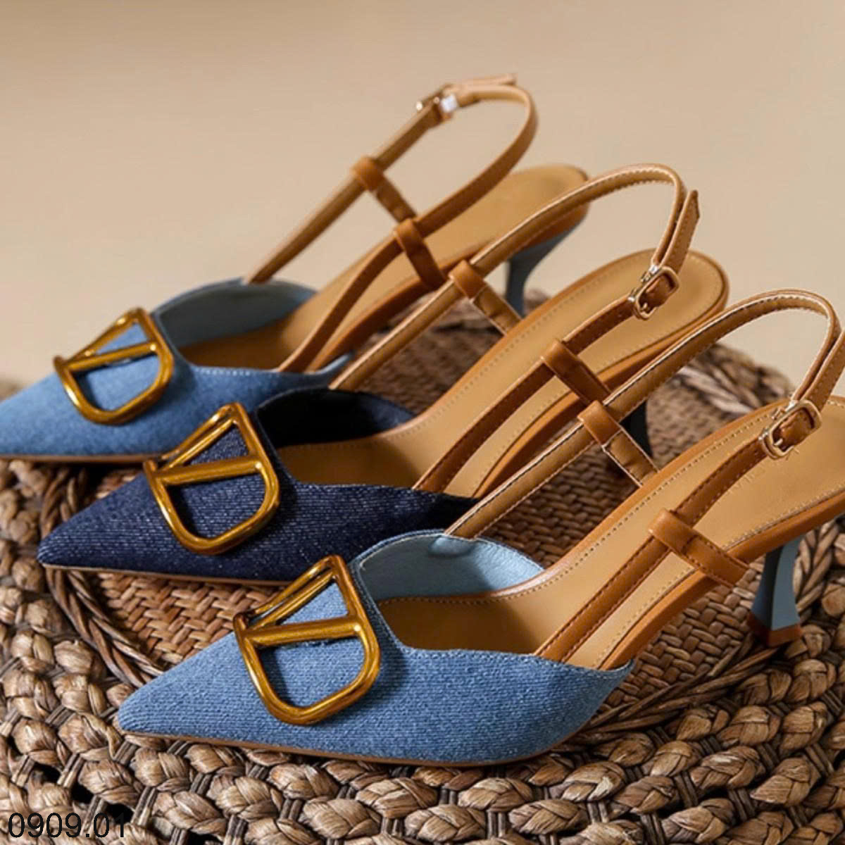 26HA0909.01 - GUỐC SỤC SANDAL CAO GÓT DEMIN CHO NỮ