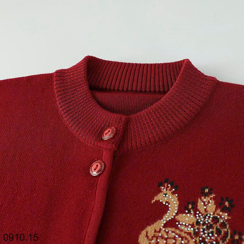 26HA0910.15 - ÁO LEN CARDIGAN THÊU CÔNG TRUNG NIÊN