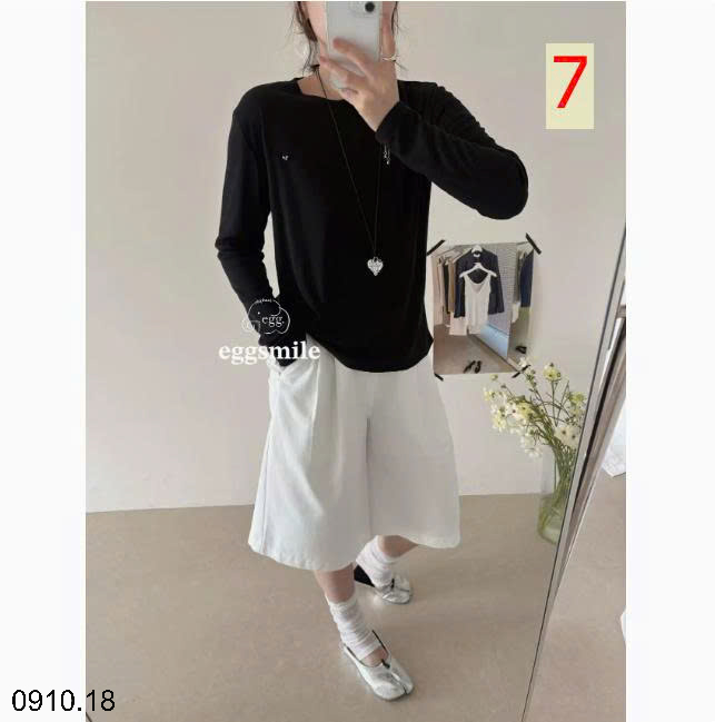 26HA0910.18 - ÁO THUN CỔ TRÒN EGG CHO NỮ