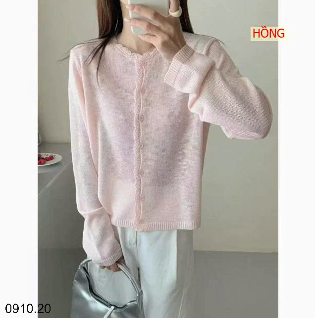 26HA0910.20 - ÁO LEN CARDIGAN MỎNG VIỀN BÈO