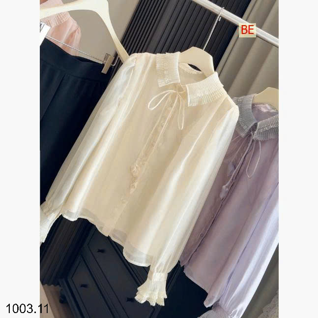 26HA1003.11 - SƠ MI KIỂU PHÁP CỔ REN ANNA