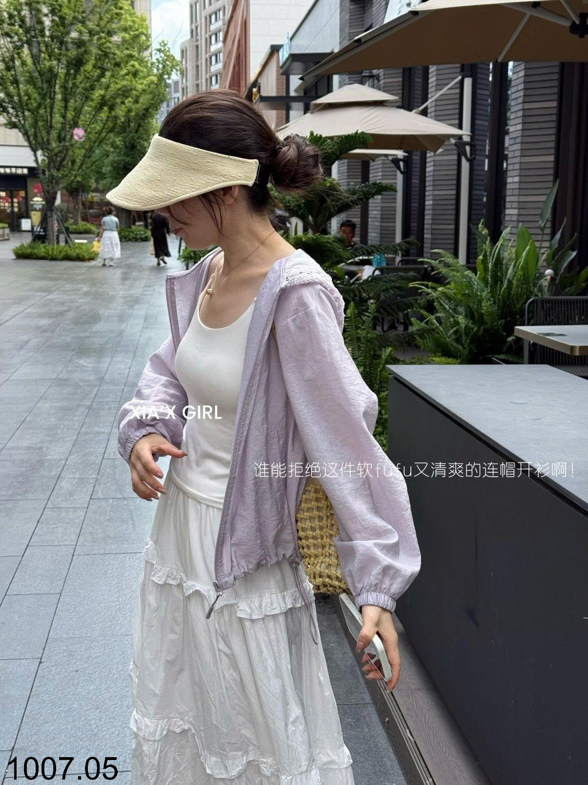 26HA1007.05 - ÁO KHOÁC MỎNG MŨ REN XIA'X GIRL