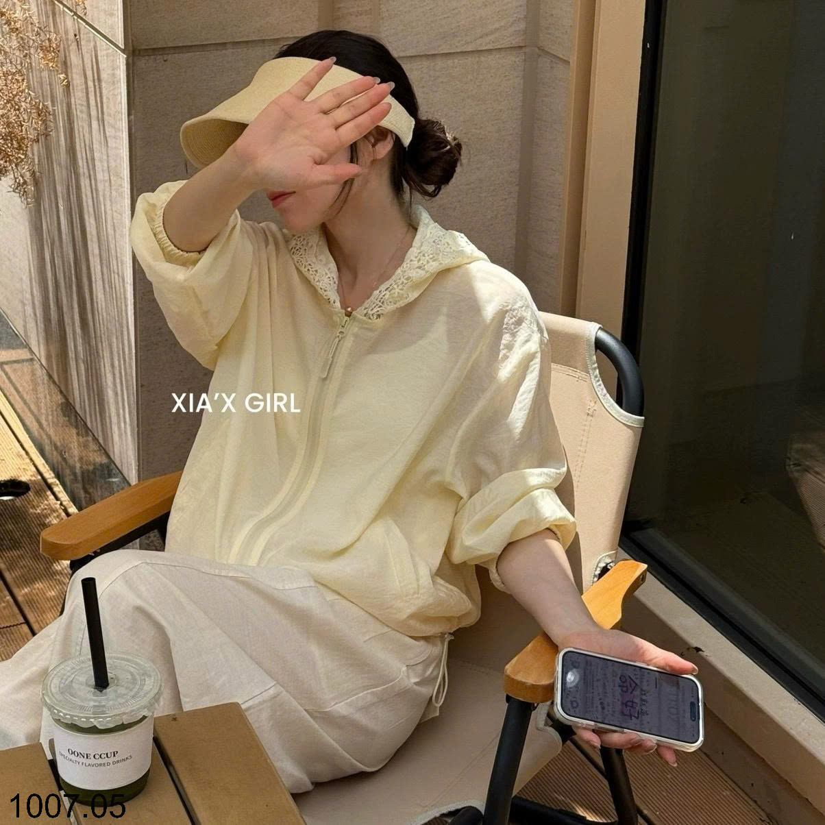 26HA1007.05 - ÁO KHOÁC MỎNG MŨ REN XIA'X GIRL