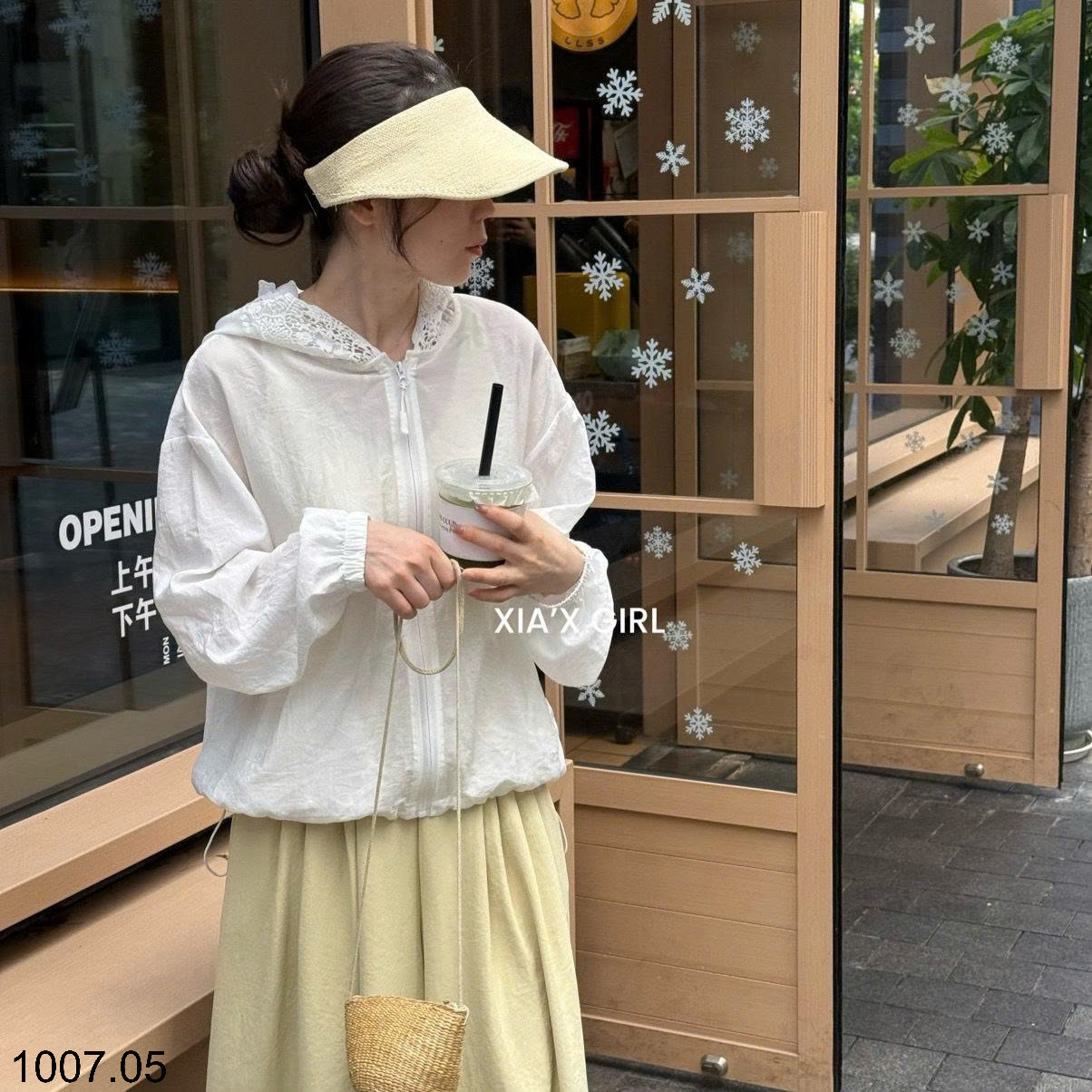26HA1007.05 - ÁO KHOÁC MỎNG MŨ REN XIA'X GIRL