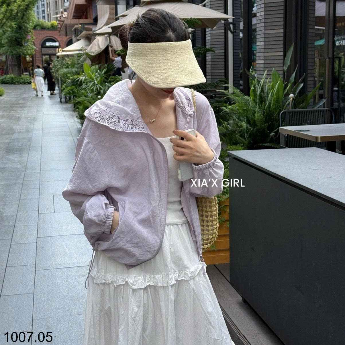 26HA1007.05 - ÁO KHOÁC MỎNG MŨ REN XIA'X GIRL