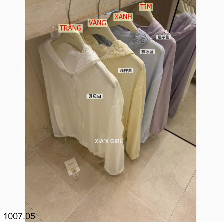26HA1007.05 - ÁO KHOÁC MỎNG MŨ REN XIA'X GIRL