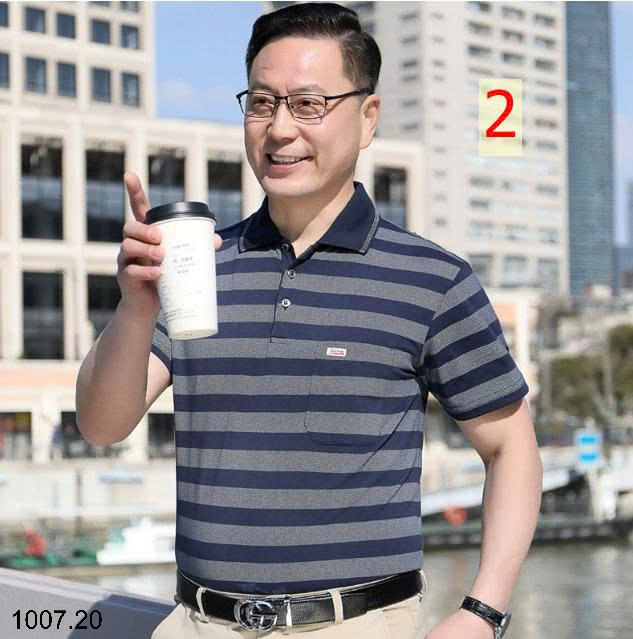 26HA1007.20 - ÁO POLO KẺ TRUNG NIÊN CHO BỐ