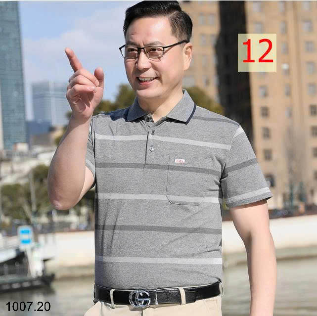 26HA1007.20 - ÁO POLO KẺ TRUNG NIÊN CHO BỐ