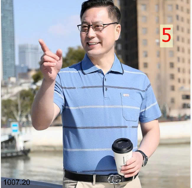 26HA1007.20 - ÁO POLO KẺ TRUNG NIÊN CHO BỐ