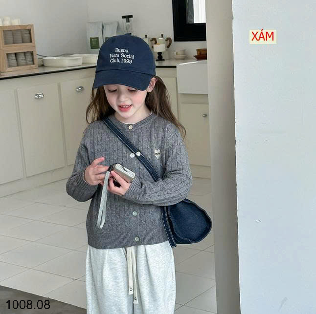 26HA1008.08 - ÁO LEN CARDIGAN HÌNH TIM BÉ GÁI