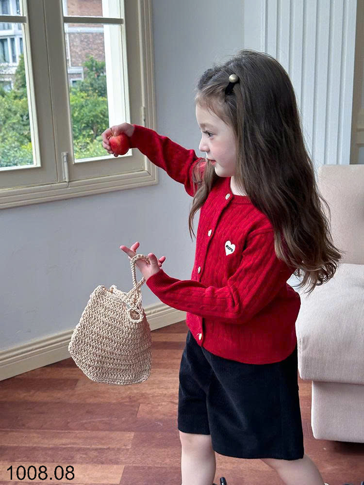 26HA1008.08 - ÁO LEN CARDIGAN HÌNH TIM BÉ GÁI