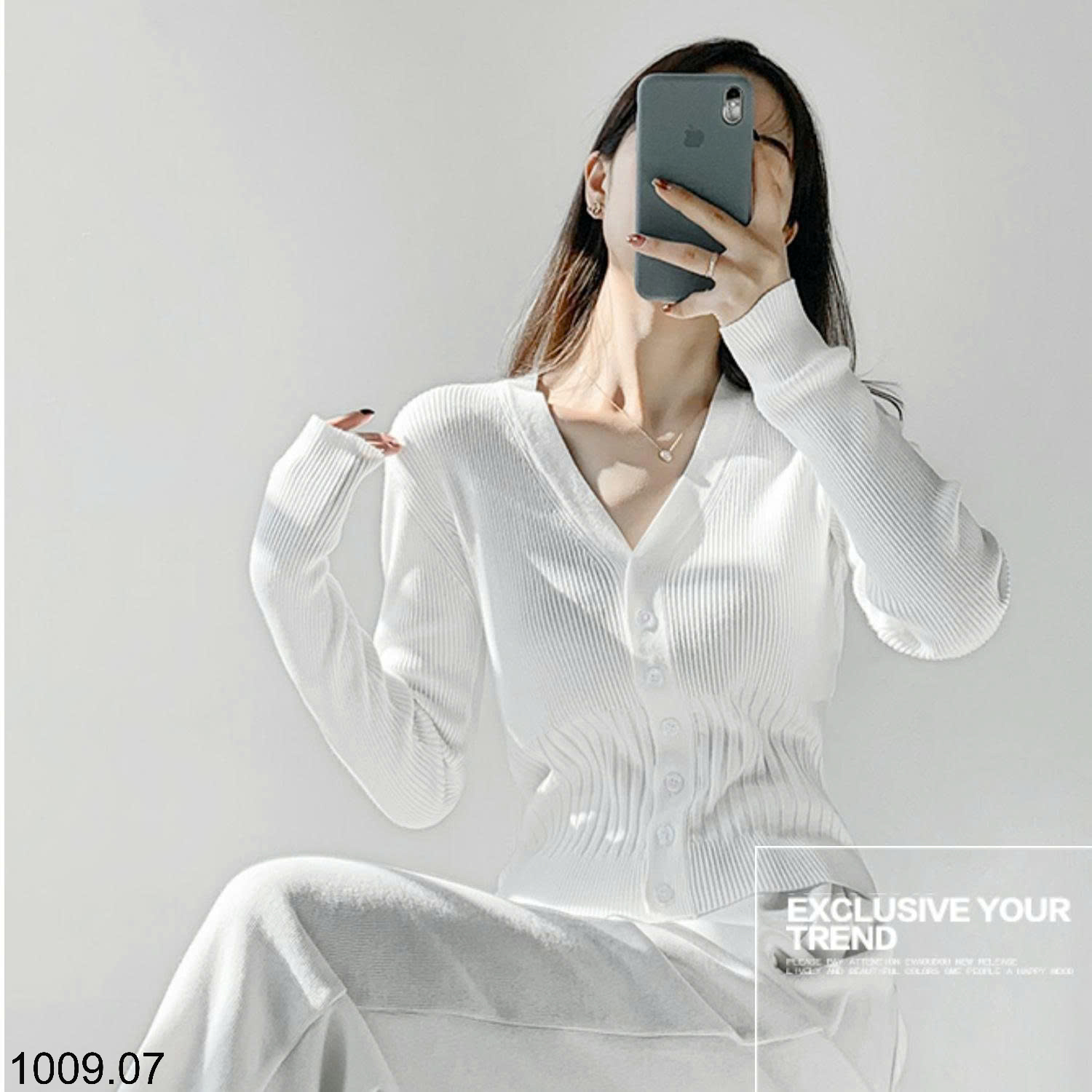 26HA1009.07 - ÁO LEN CARDIGAN DỆT KIM CỔ CHỮ V PHONG CÁCH