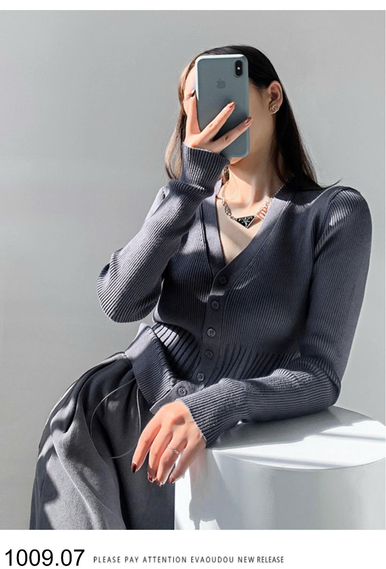 26HA1009.07 - ÁO LEN CARDIGAN DỆT KIM CỔ CHỮ V PHONG CÁCH
