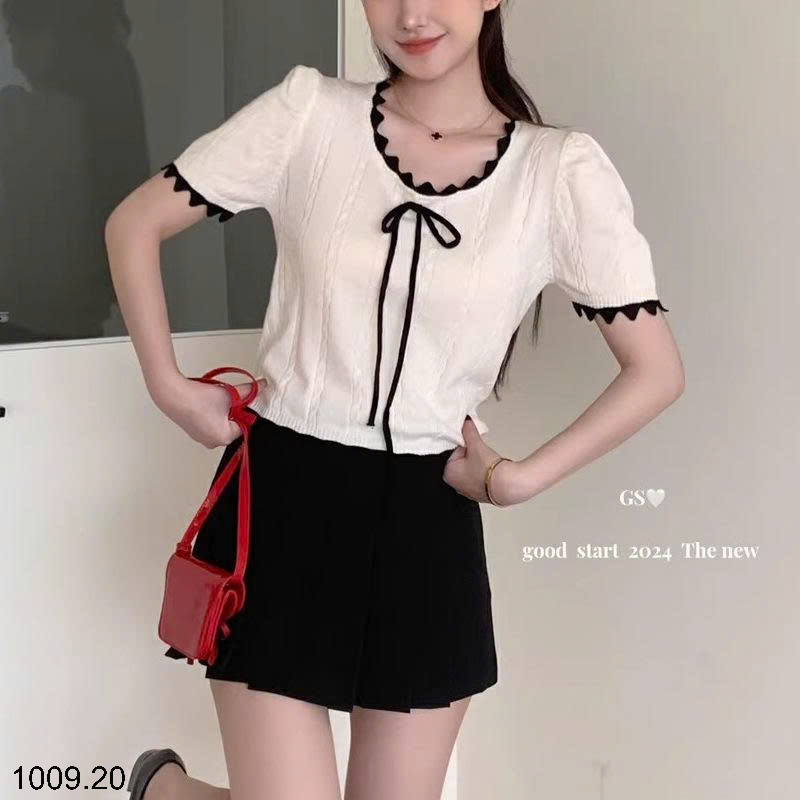 26HA1009.20 - ÁO LEN DỆT KIM CỘC TAY NỮ