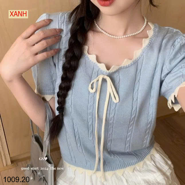 26HA1009.20 - ÁO LEN DỆT KIM CỘC TAY NỮ